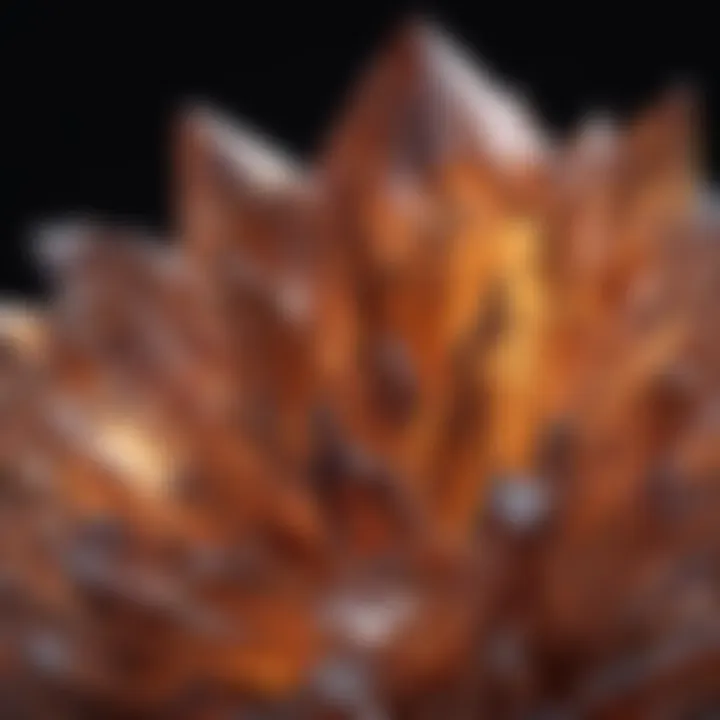 A close-up of a specific crystal highlighting its unique texture and facets