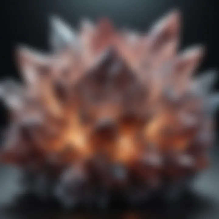 A mesmerizing crystal cluster glistens under soft light