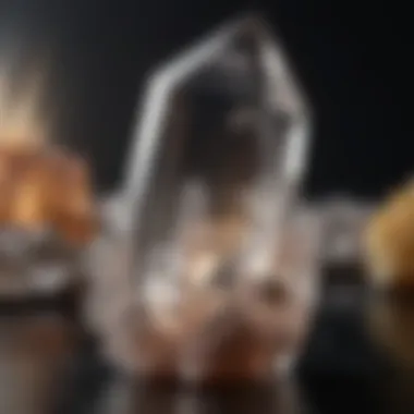 Ethereal Quartz Crystal Point An ethereal quartz crystal point reflecting ethereal light beams