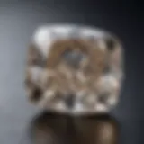 Close-up view of a cushion-cut diamond showcasing its unique facets and brilliance.