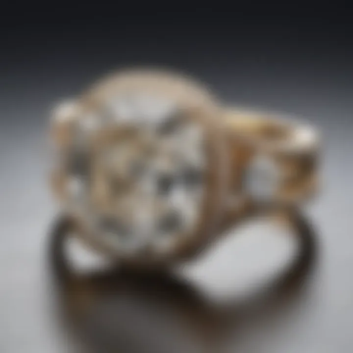 An elegant cushion-cut diamond ring set in a luxurious gold band.