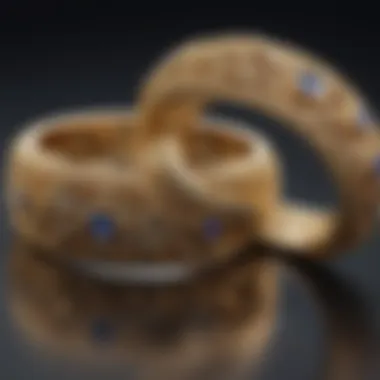 Intricate design showcasing personalized gold wedding rings.