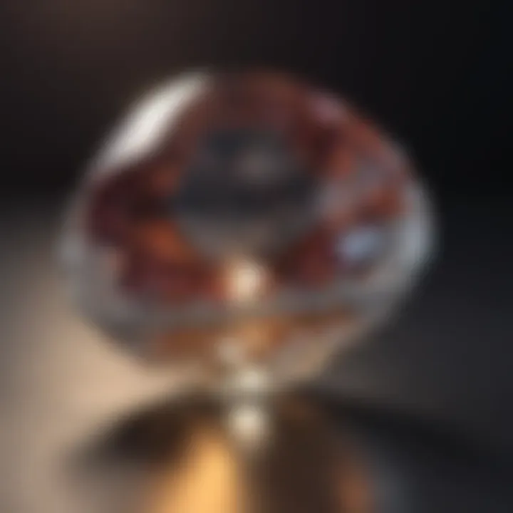 Close-up of a gemstone reflecting light
