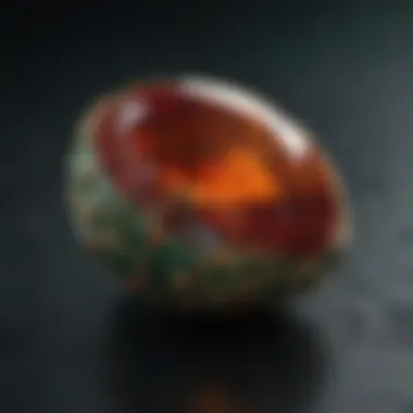 Enigmatic dark green stone with fiery red flecks