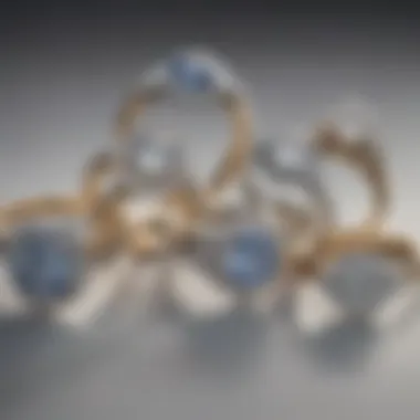 Elegant Display of Delicate Engagement Ring Styles An elegant display of multiple delicate engagement rings showcasing different styles and settings.