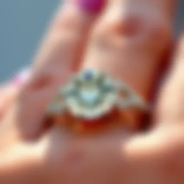 Exquisite Diamond Engagement Ring A close-up of an exquisite diamond engagement ring showcasing unique craftsmanship