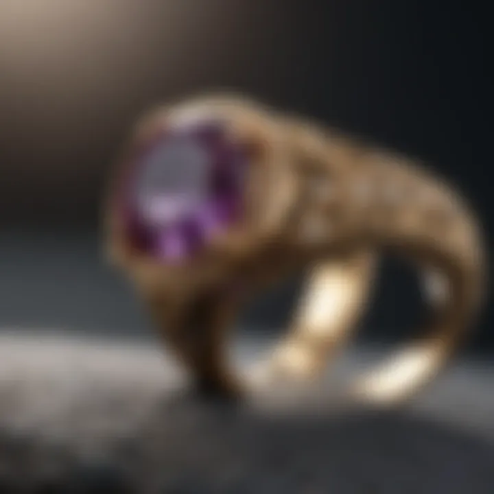 Close-up of hallmark on a ring for authentication