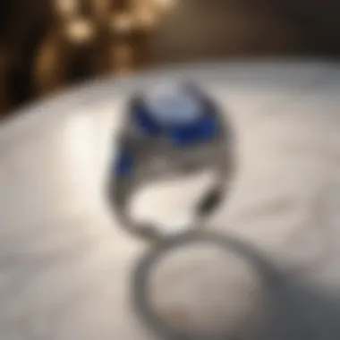 Luxurious Ring Display Elegant ring on marble surface