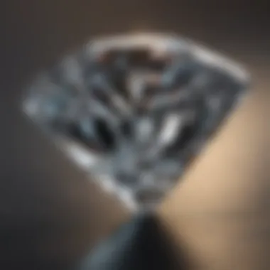 Close-up view of a diamond reflecting light showcasing its brilliance