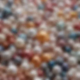 A close-up view of various types of real pearls showcasing their unique colors and luster