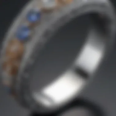 Detailed close-up of engagement ring band