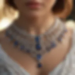 Elegant diamond necklace with sapphire accents