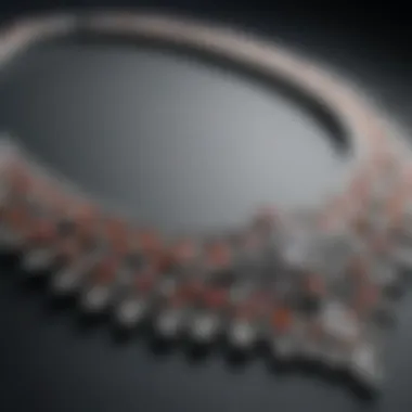 Close-up of a diamond necklace highlighting intricate settings and craftsmanship