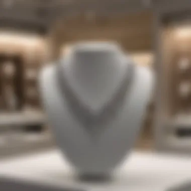 An elegant display of a diamond necklace in a high-end retail environment