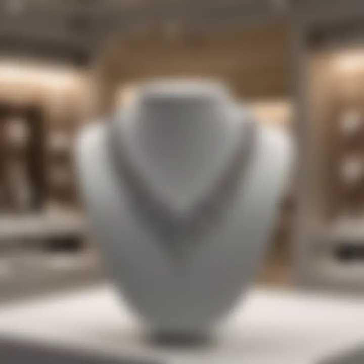 An elegant display of a diamond necklace in a high-end retail environment