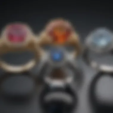 Various engagement ring styles on display