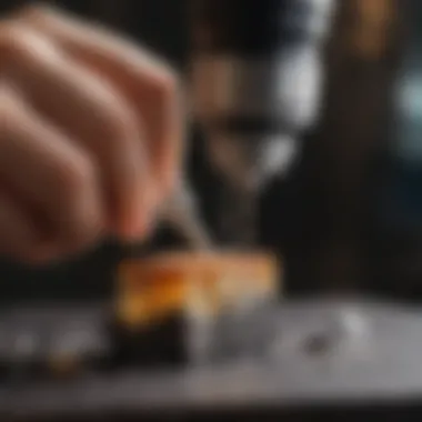 Precision in Action: Dremel Tool at Work Close-up of Dremel tool in action on jewelry piece