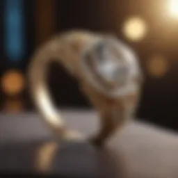 Elegant diamond ring displayed on a plush surface