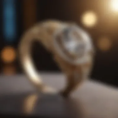 Elegant diamond ring displayed on a plush surface