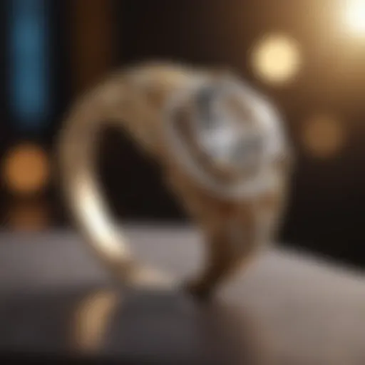 Elegant diamond ring displayed on a plush surface