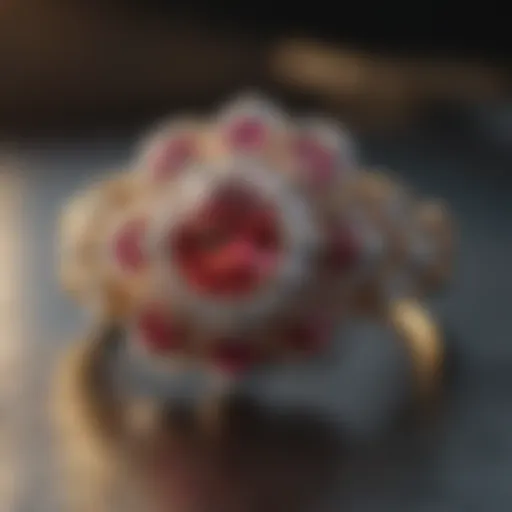 Exquisite floral motif wedding ring