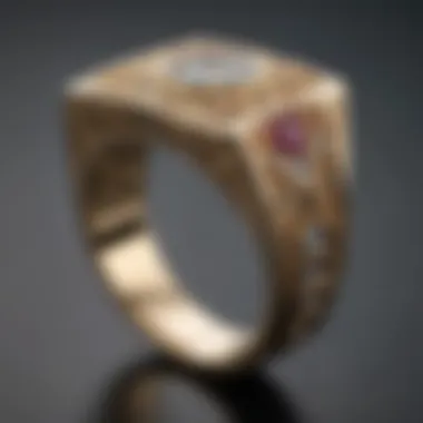 Geometric Elegance Design Chic Wide Gold Band Ring with Unique Geometric Patterns
