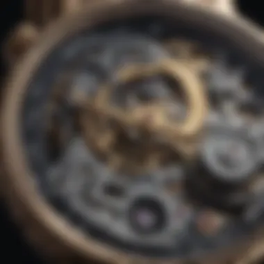 Detail of intricate mechanisms in a high-end watch