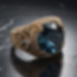Exquisite Jet Stone Ring on Marble Surface