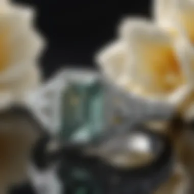 Luxurious Presentation Elegant presentation of the 2kt emerald cut diamond ring on a luxurious setting