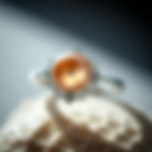 Close-up view of a pearl engagement ring showcasing its luster and elegance