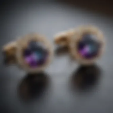 Elegant alexandrite cufflinks glistening under light