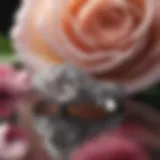 Symbolism and Romance Elegant diamond engagement ring on a bed of roses