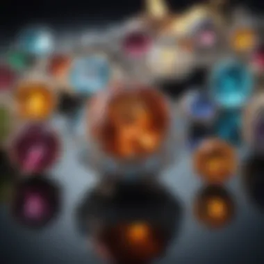 Gemstone Elegance Showcase Elegant gemstones arranged in a captivating display