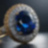 Elegant Halo Setting with Sapphire Accents