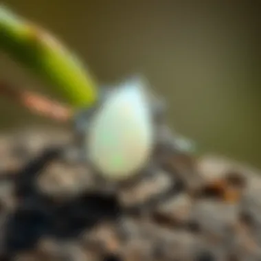Elegant teardrop opal ring set against a natural background
