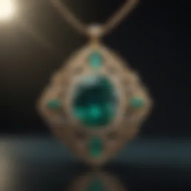 Emerald gemstone in a vintage pendant