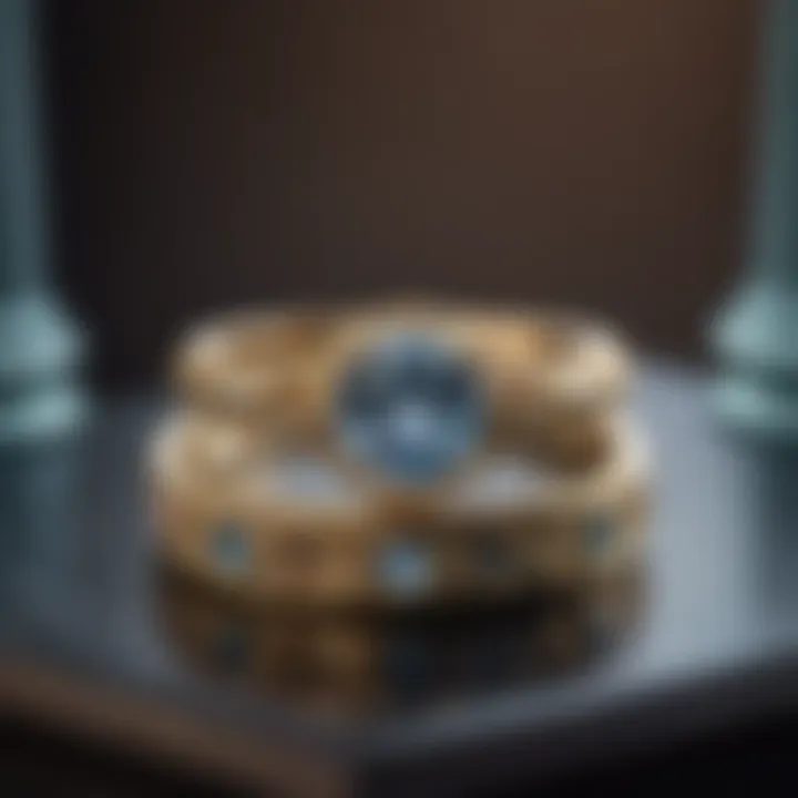 Engagement ring balanced on a scale with financial symbols