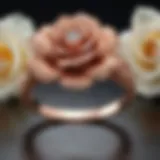 Elegant rose gold engagement ring with intricate floral design