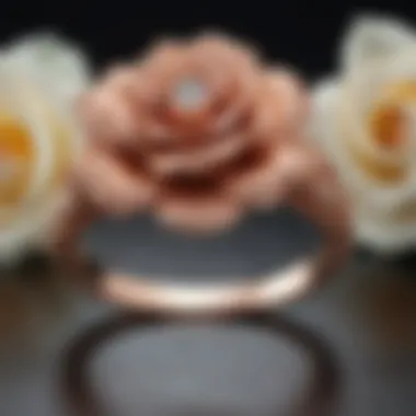 Elegant rose gold engagement ring with intricate floral design