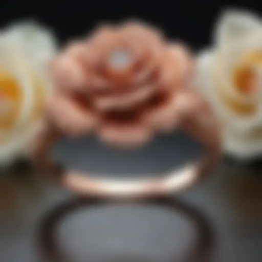 Elegant rose gold engagement ring with intricate floral design