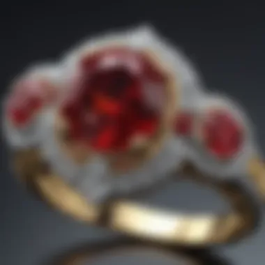 Close-up of Ruby Side Stones on Engagement Ring