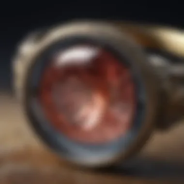 Engagement ring under a magnifying glass showing intricate details