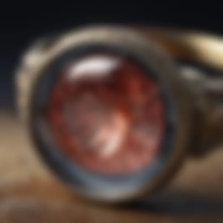 Engagement ring under a magnifying glass showing intricate details