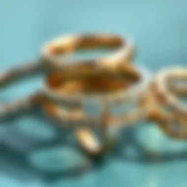 Ring Band Materials Close-up of various metal bands for engagement rings