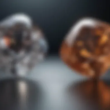 Visual comparison of SI1 and SI2 graded gemstones side by side