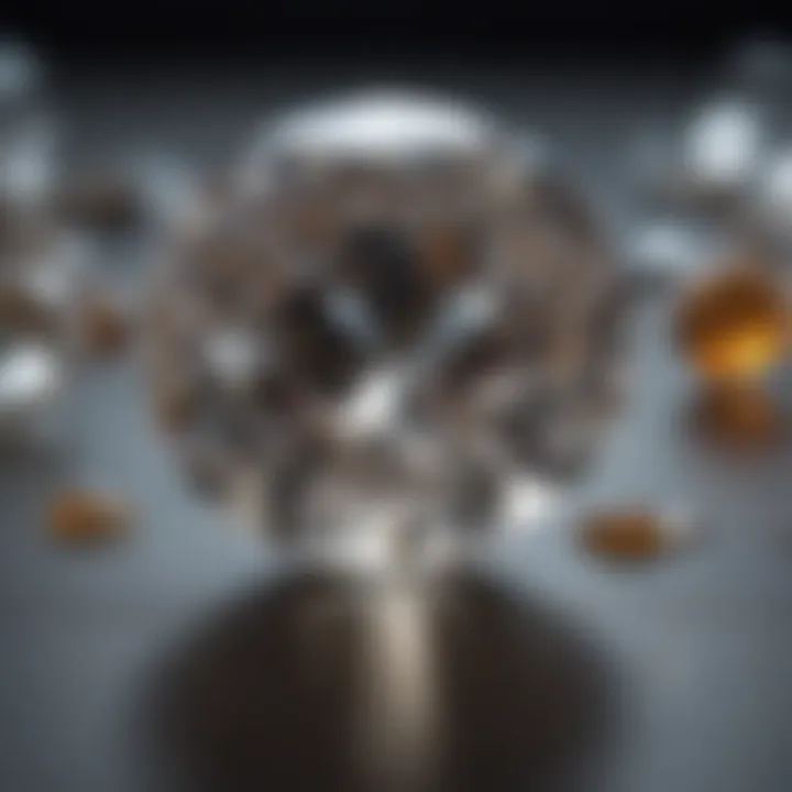 Close-up view of a diamond showcasing clarity characteristics