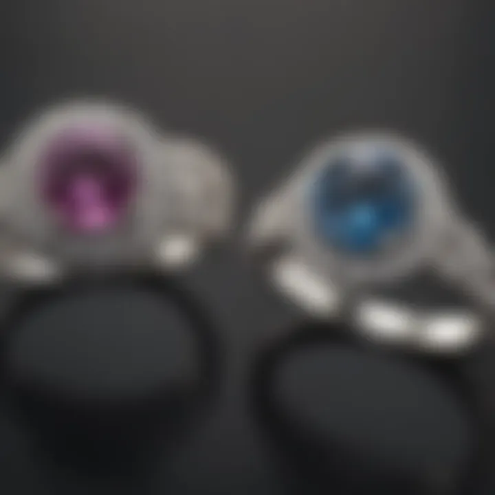 A side-by-side comparison of platinum and other metal engagement rings