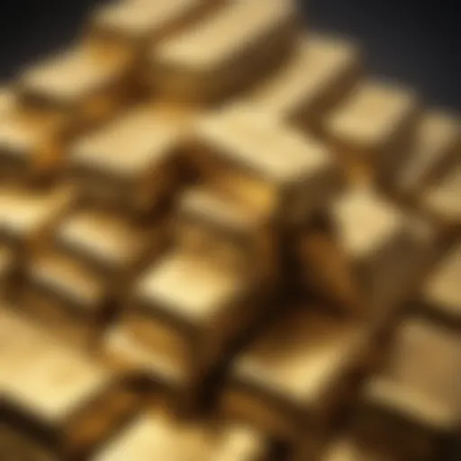 A close-up of gold bars stacked to demonstrate investment potential.