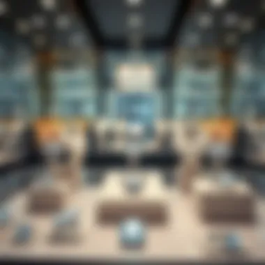 A well-lit jewelry store showcasing various diamond pieces.