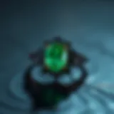 Elegant black gold engagement ring with emerald